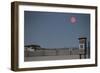 Super Moon and Lifeguard Sign Seen on Atlantic Beach on Long Island, NY-null-Framed Photo