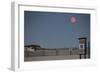 Super Moon and Lifeguard Sign Seen on Atlantic Beach on Long Island, NY-null-Framed Photo