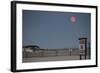 Super Moon and Lifeguard Sign Seen on Atlantic Beach on Long Island, NY-null-Framed Photo