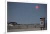 Super Moon and Lifeguard Sign Seen on Atlantic Beach on Long Island, NY-null-Framed Photo