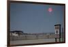 Super Moon and Lifeguard Sign Seen on Atlantic Beach on Long Island, NY-null-Framed Photo