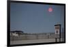 Super Moon and Lifeguard Sign Seen on Atlantic Beach on Long Island, NY-null-Framed Photo