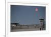 Super Moon and Lifeguard Sign Seen on Atlantic Beach on Long Island, NY-null-Framed Photo