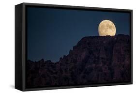 Super Moon Over Utah Mountains-Lindsay Daniels-Framed Stretched Canvas