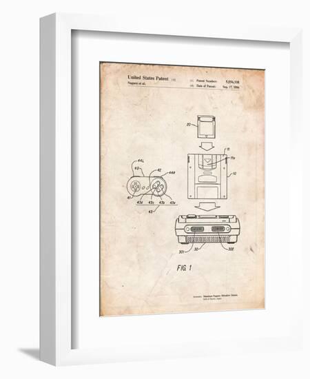 Super Nintendo Console Remote and Cartridge Patent-Cole Borders-Framed Art Print