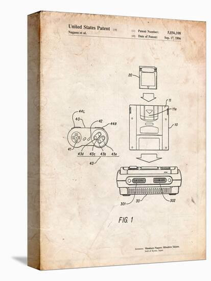 Super Nintendo Console Remote and Cartridge Patent-Cole Borders-Stretched Canvas