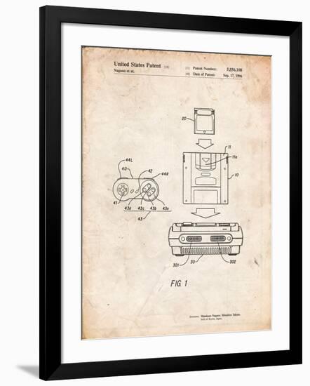 Super Nintendo Console Remote and Cartridge Patent-Cole Borders-Framed Art Print