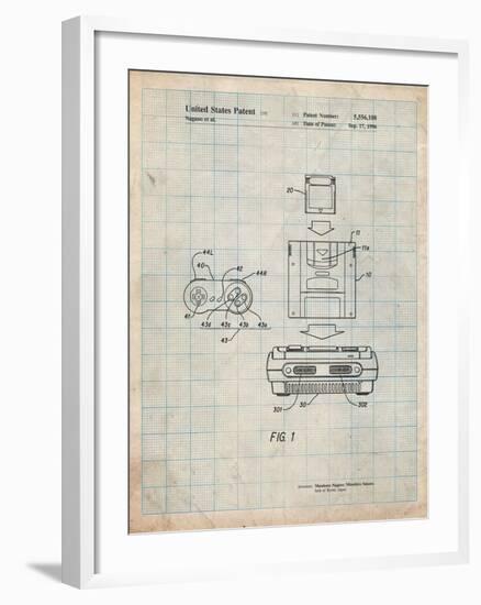 Super Nintendo Console Remote and Cartridge Patent-Cole Borders-Framed Art Print