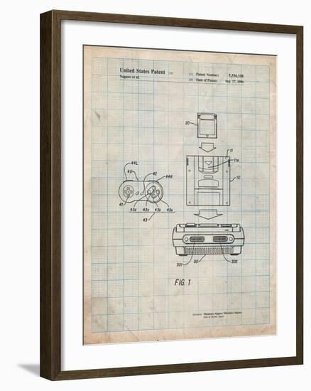 Super Nintendo Console Remote and Cartridge Patent-Cole Borders-Framed Art Print