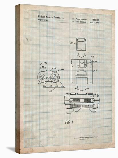 Super Nintendo Console Remote and Cartridge Patent-Cole Borders-Stretched Canvas