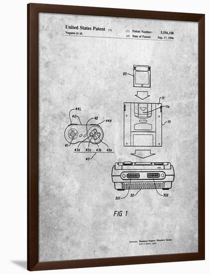 Super Nintendo Console Remote and Cartridge Patent-Cole Borders-Framed Art Print