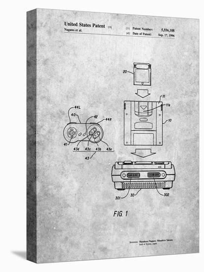 Super Nintendo Console Remote and Cartridge Patent-Cole Borders-Stretched Canvas