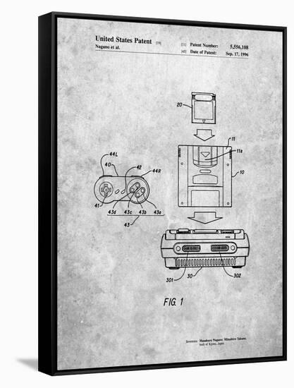 Super Nintendo Console Remote and Cartridge Patent-Cole Borders-Framed Stretched Canvas