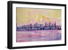 Super San Francisco Skyline with Oakland Bridge-Markus Bleichner-Framed Art Print