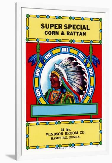 Super Special Corn and Rattan Broom Label-null-Framed Art Print