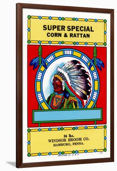 Super Special Corn and Rattan Broom Label-null-Framed Art Print