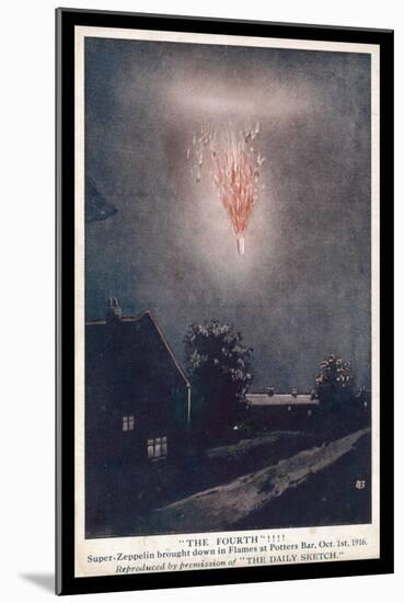 Super-Zeppelin is Brought Down in Flames Over Potters Bar-null-Mounted Art Print