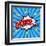 Superhero Bashing Comics Bubble-jirawatp-Framed Art Print