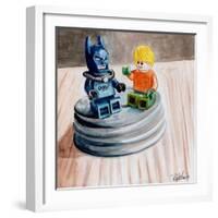 Superhero Fist Bump-Jennifer Redstreake Geary-Framed Art Print