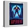 Superhero in Action. Superhero in the Night City. Poster Layout-Lana Stem-Stretched Canvas