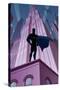 Superhero in City-Malchev-Stretched Canvas