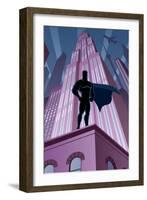 Superhero in City-Malchev-Framed Art Print