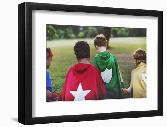 Superhero Kids Aspirations Fun Outdoors Concept-Rawpixel com-Framed Photographic Print