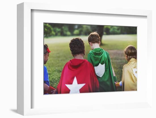 Superhero Kids Aspirations Fun Outdoors Concept-Rawpixel com-Framed Photographic Print