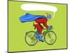 Superhero on a Bicycle Cartoon Pop Art Vector Illustration. Human Comic Book Vintage Retro Style.-Alexander_P-Mounted Premium Giclee Print