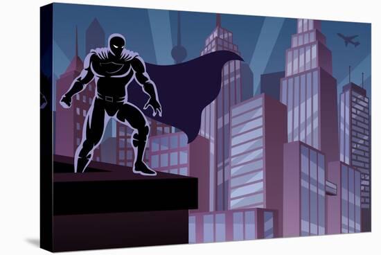 Superhero on Roof-Malchev-Stretched Canvas