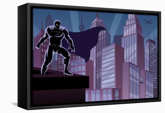 Superhero on Roof-Malchev-Framed Stretched Canvas