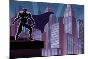 Superhero on Roof-Malchev-Mounted Art Print