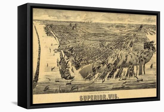 Superior, Wisconsin - Panoramic Map-Lantern Press-Framed Stretched Canvas