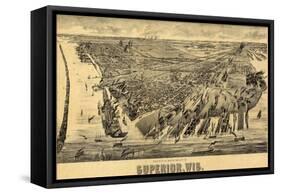 Superior, Wisconsin - Panoramic Map-Lantern Press-Framed Stretched Canvas