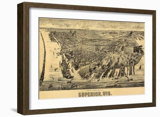 Superior, Wisconsin - Panoramic Map-Lantern Press-Framed Art Print