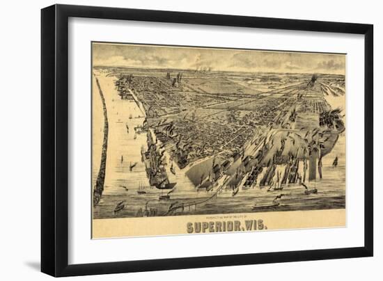 Superior, Wisconsin - Panoramic Map-Lantern Press-Framed Art Print