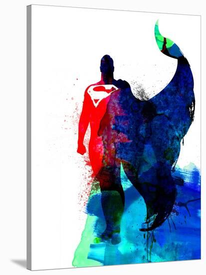 Superman Watercolor-Jack Hunter-Stretched Canvas