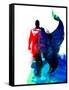 Superman Watercolor-Jack Hunter-Framed Stretched Canvas