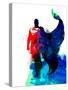 Superman Watercolor-Jack Hunter-Stretched Canvas