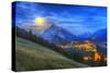 Supermoon Rising over Mount Rundle and Banff Townsite in Canada-Stocktrek Images-Stretched Canvas