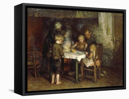 Supper in the Cottage-Bernardus Blommers-Framed Stretched Canvas