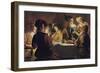 Supper with the Minstrel and His Lute-Gerrit van Honthorst-Framed Art Print