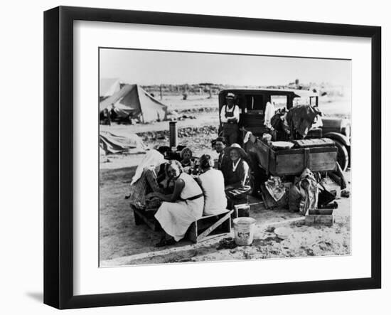Suppertime for Oklahoma Family Follow Crops from California to Washington during the Depression-Dorothea Lange-Framed Photographic Print