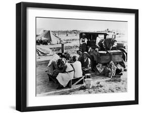 Suppertime for Oklahoma Family Follow Crops from California to Washington during the Depression-Dorothea Lange-Framed Photographic Print