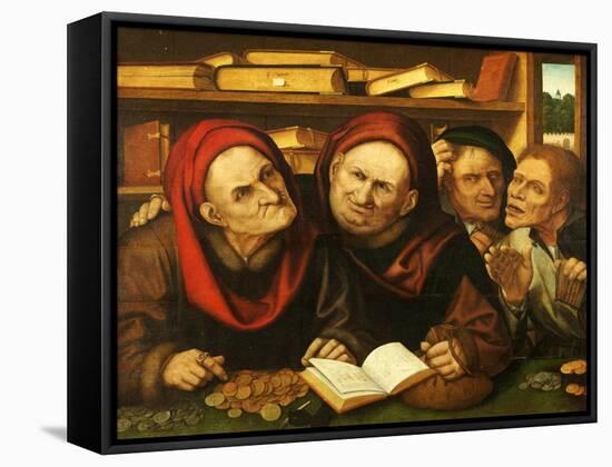 Suppliant Peasants in the Office of Two Tax Collectors-Quentin Metsys-Framed Stretched Canvas