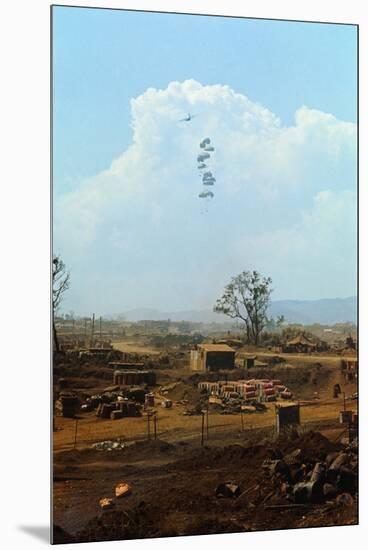 Supplies for U.S. Marine Forces Being Air-Dropped-null-Mounted Premium Photographic Print