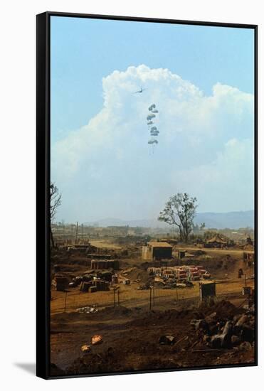 Supplies for U.S. Marine Forces Being Air-Dropped-null-Framed Stretched Canvas