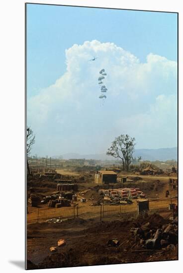Supplies for U.S. Marine Forces Being Air-Dropped-null-Mounted Photographic Print