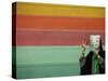 Supporter of Mir Hossein Mousavi Hides Her Face as She Waits at an Election Rally in Tehran-null-Stretched Canvas