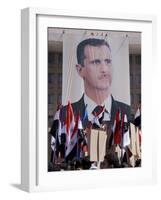 Supporters at a Rally in Downtown Damascus Endorsing President Bashar Al-Assad-Julian Love-Framed Photographic Print